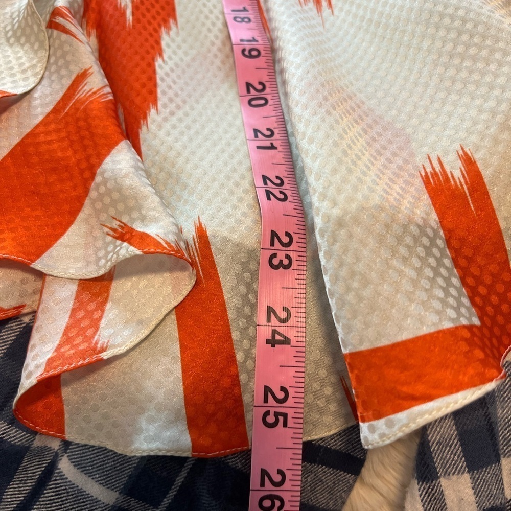 Preen by Thornton Bregazzi Chic Red Orange and Cream Patterned Blouse Size 6/8 - Picture 5 of 7